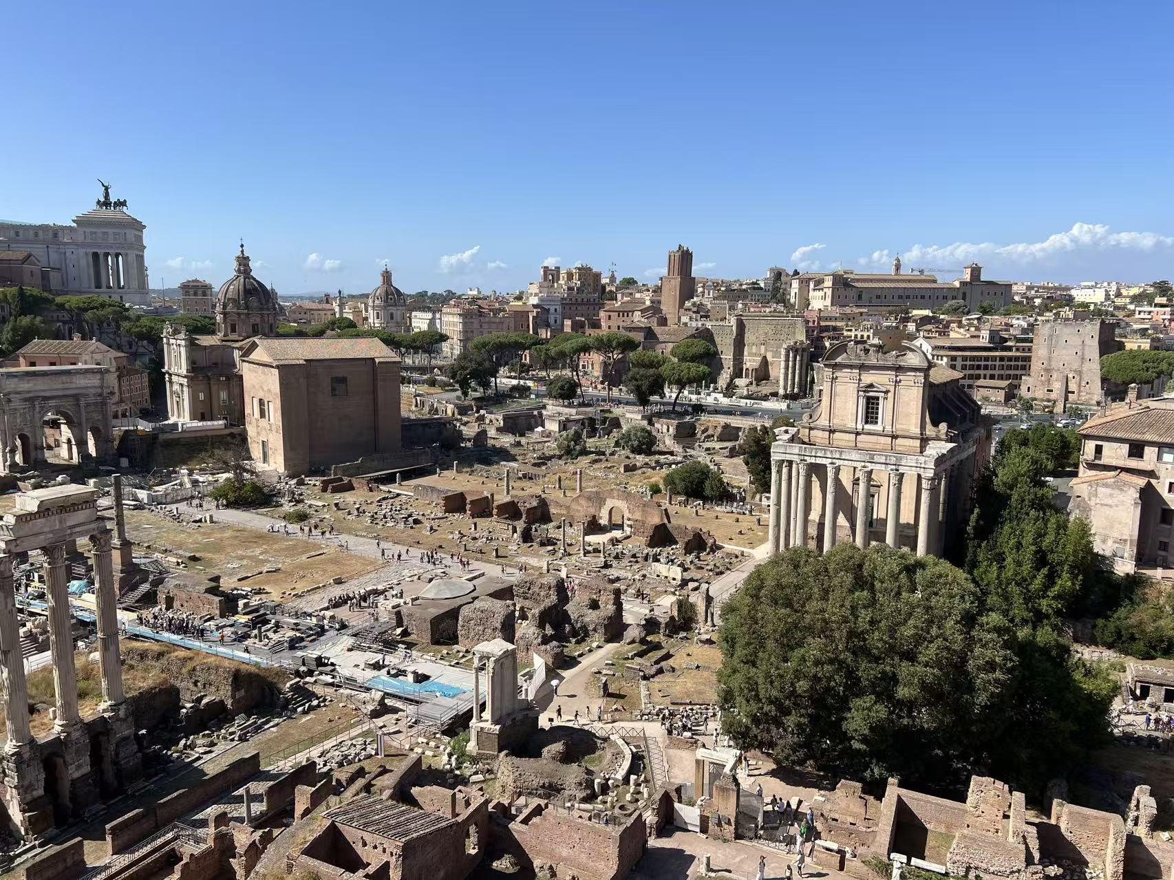 Roman Forum under a clear blue sky