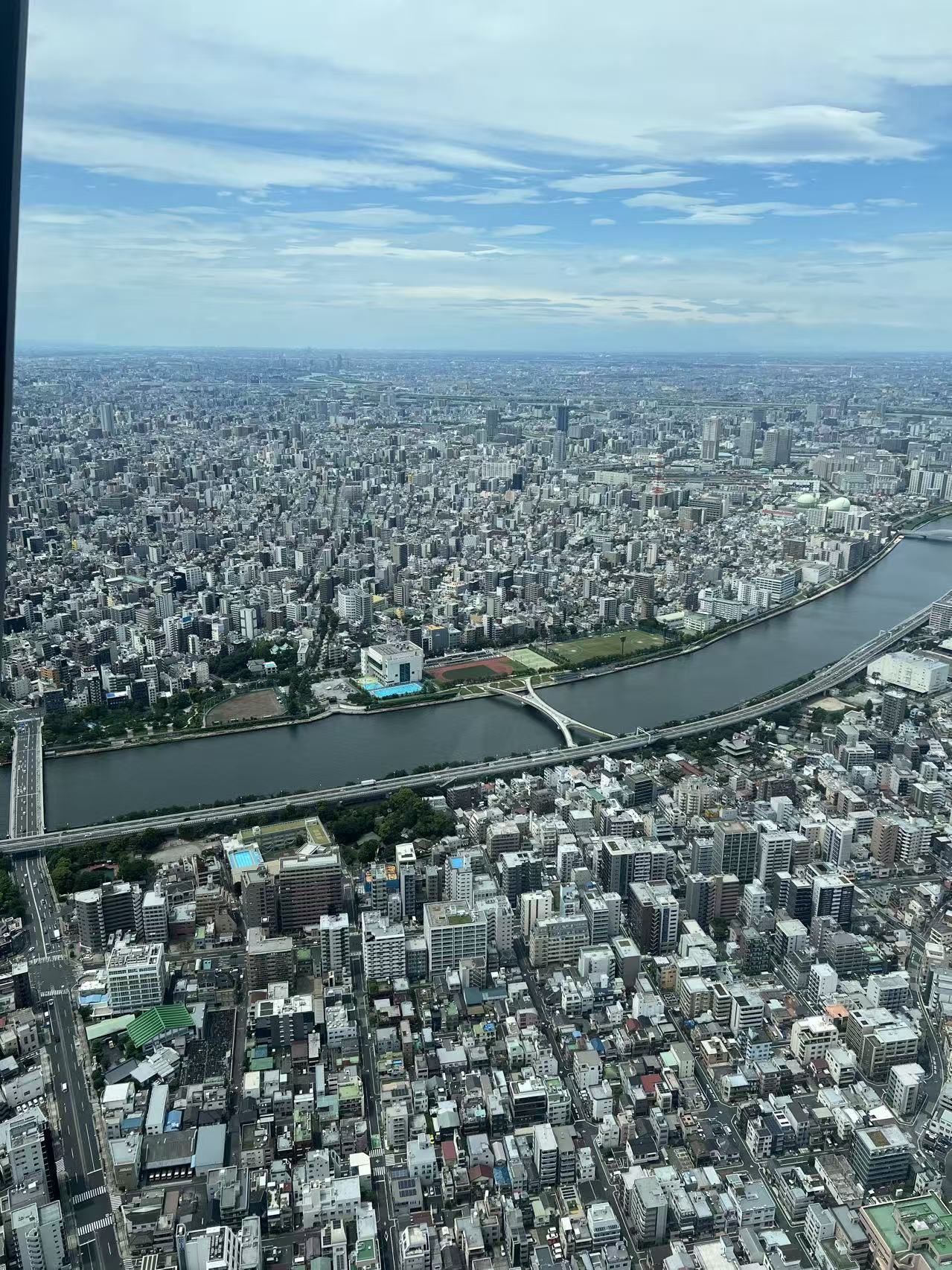 Tokyo viewed from above with the Sumida River below